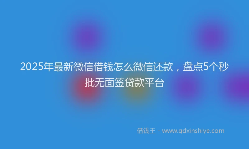 2025年最新微信借钱怎么微信还款，盘点5个秒批无面签贷款平台