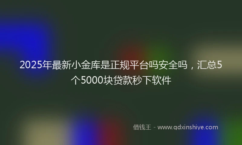 2025年最新小金库是正规平台吗安全吗，汇总5个5000块贷款秒下软件