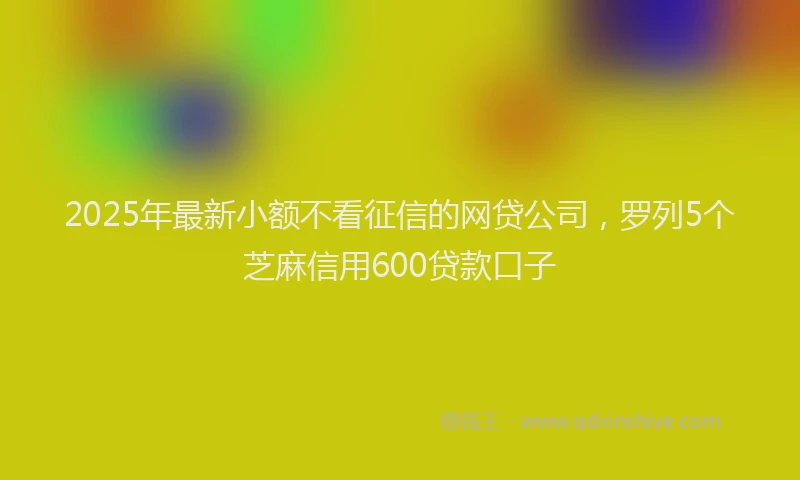 2025年最新小额不看征信的网贷公司，罗列5个芝麻信用600贷款口子