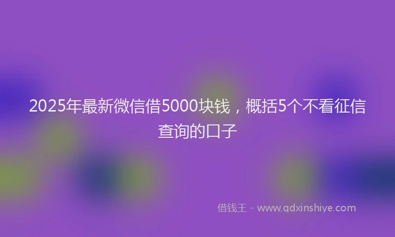 2025年最新微信借5000块钱，概括5个不看征信查询的口子