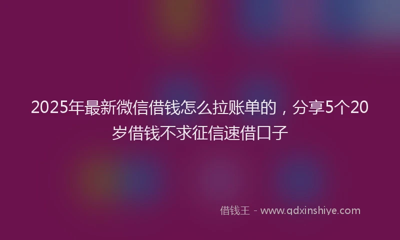 2025年最新微信借钱怎么拉账单的，分享5个20岁借钱不求征信速借口子