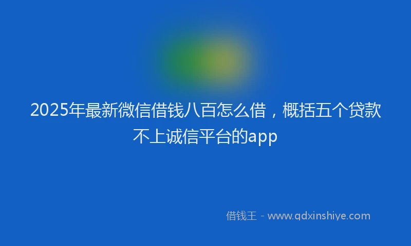2025年最新微信借钱八百怎么借，概括五个贷款不上诚信平台的app