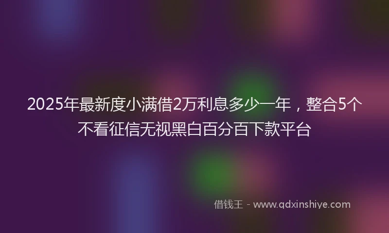 2025年最新度小满借2万利息多少一年，整合5个不看征信无视黑白百分百下款平台