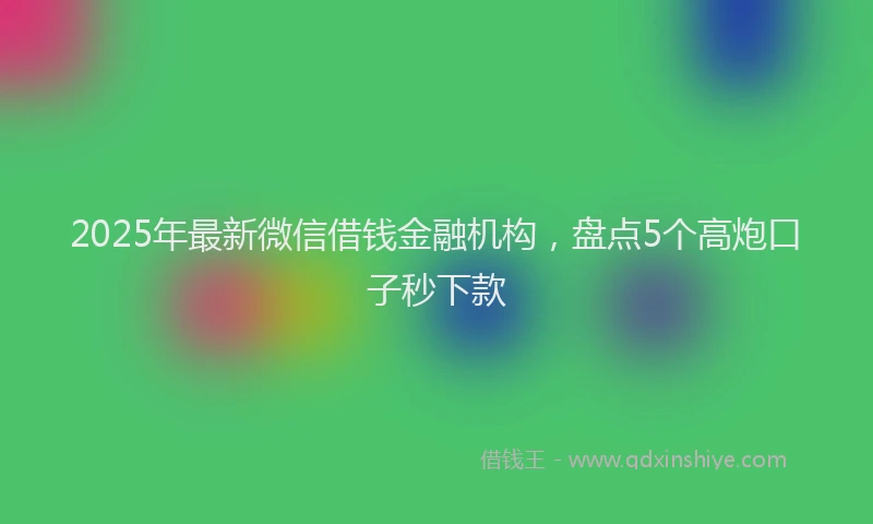 2025年最新微信借钱金融机构，盘点5个高炮口子秒下款