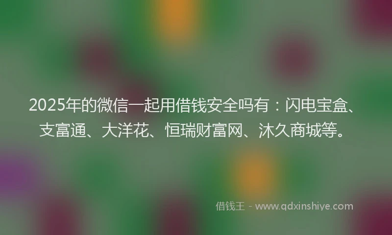 2025年的微信一起用借钱安全吗有：闪电宝盒、支富通、大洋花、恒瑞财富网、沐久商城等。