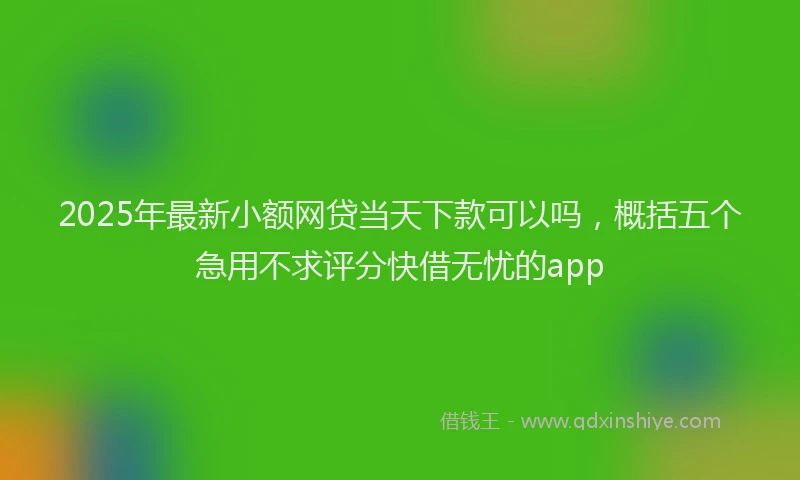 2025年最新小额网贷当天下款可以吗，概括五个急用不求评分快借无忧的app
