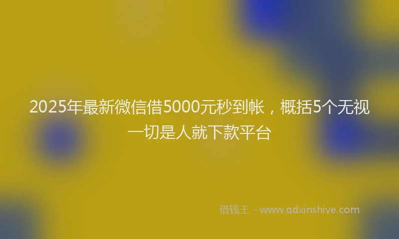 2025年最新微信借5000元秒到帐，概括5个无视一切是人就下款平台