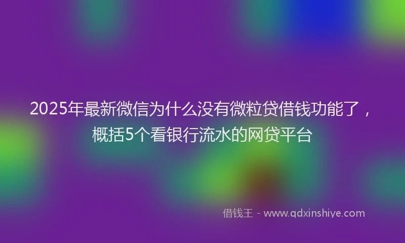 2025年最新微信为什么没有微粒贷借钱功能了，概括5个看银行流水的网贷平台