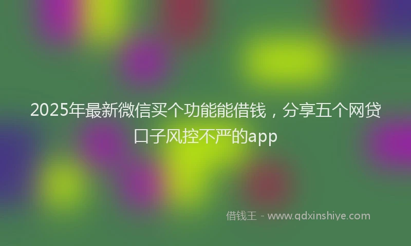 2025年最新微信买个功能能借钱，分享五个网贷口子风控不严的app