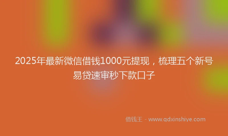 2025年最新微信借钱1000元提现，梳理五个新号易贷速审秒下款口子