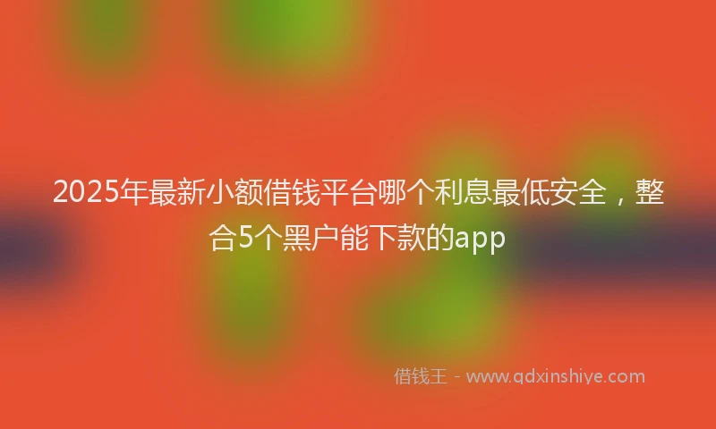 2025年最新小额借钱平台哪个利息最低安全，整合5个黑户能下款的app