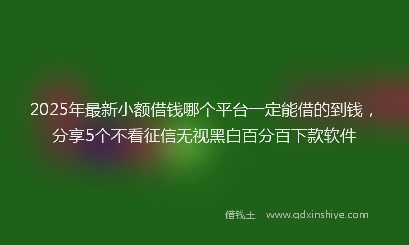 2025年最新小额借钱哪个平台一定能借的到钱，分享5个不看征信无视黑白百分百下款软件