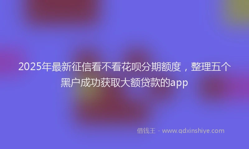 2025年最新征信看不看花呗分期额度，整理五个黑户成功获取大额贷款的app