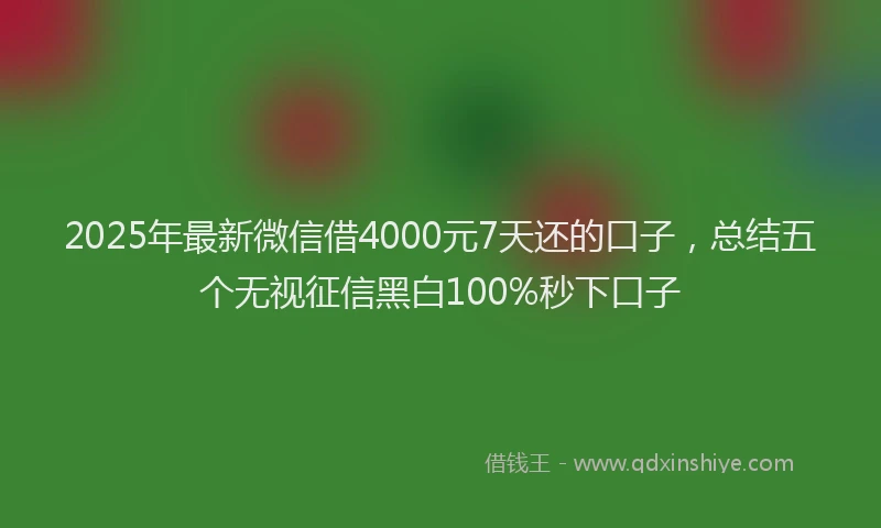 2025年最新微信借4000元7天还的口子，总结五个无视征信黑白100%秒下口子