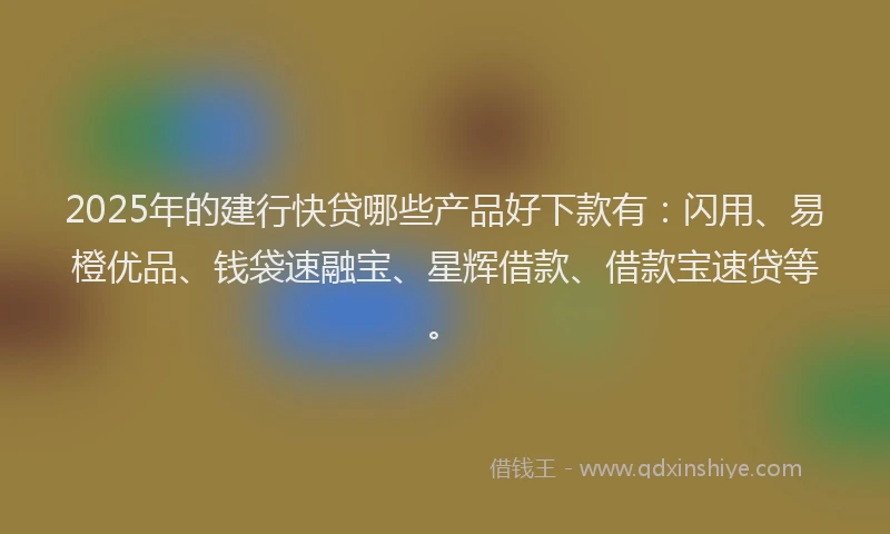 2025年的建行快贷哪些产品好下款有：闪用、易橙优品、钱袋速融宝、星辉借款、借款宝速贷等。