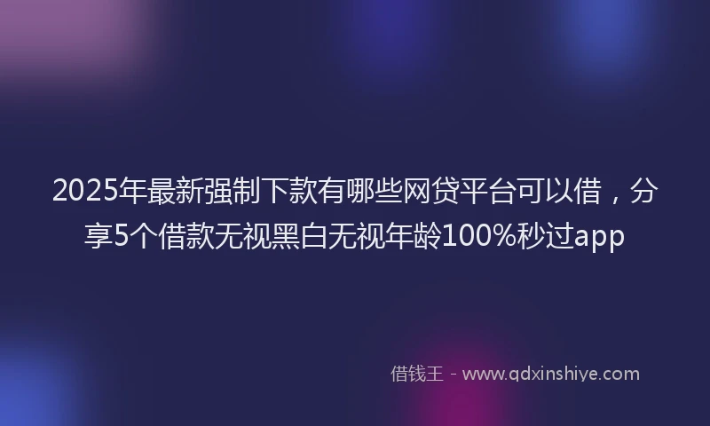 2025年最新强制下款有哪些网贷平台可以借，分享5个借款无视黑白无视年龄100%秒过app