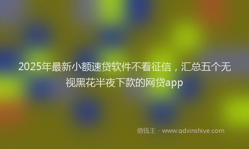 2025年最新小额速贷软件不看征信，汇总五个无视黑花半夜下款的网贷app