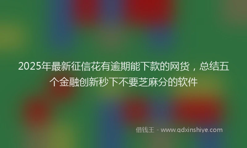 2025年最新征信花有逾期能下款的网货，总结五个金融创新秒下不要芝麻分的软件