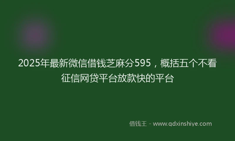 2025年最新微信借钱芝麻分595，概括五个不看征信网贷平台放款快的平台