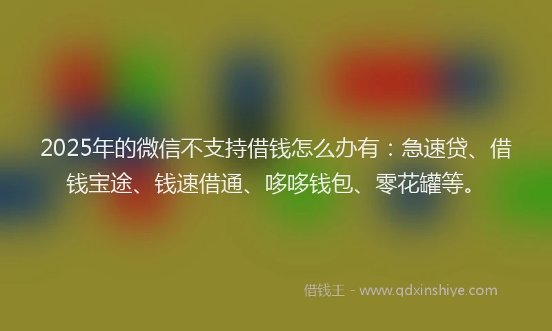 2025年的微信不支持借钱怎么办有：急速贷、借钱宝途、钱速借通、哆哆钱包、零花罐等。