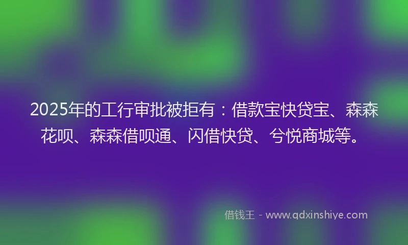 2025年的工行审批被拒有：借款宝快贷宝、森森花呗、森森借呗通、闪借快贷、兮悦商城等。