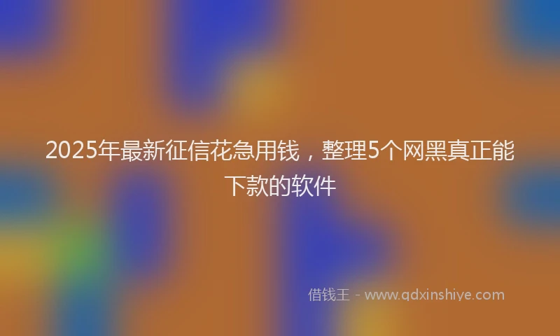 2025年最新征信花急用钱，整理5个网黑真正能下款的软件