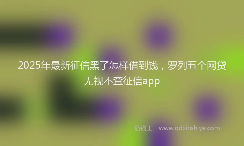 2025年最新征信黑了怎样借到钱，罗列五个网贷无视不查征信app