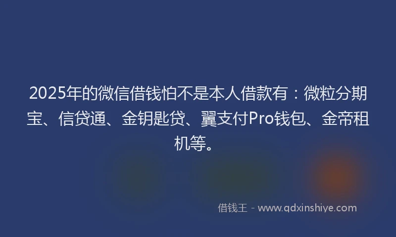2025年的微信借钱怕不是本人借款有：微粒分期宝、信贷通、金钥匙贷、翼支付Pro钱包、金帝租机等。