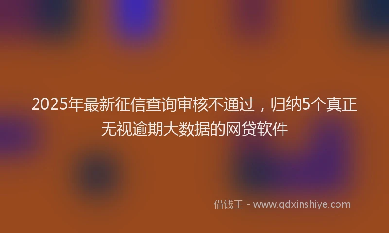 2025年最新征信查询审核不通过，归纳5个真正无视逾期大数据的网贷软件