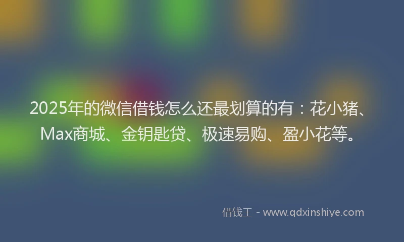 2025年的微信借钱怎么还最划算的有：花小猪、Max商城、金钥匙贷、极速易购、盈小花等。