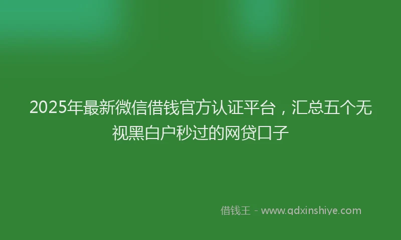 2025年最新微信借钱官方认证平台，汇总五个无视黑白户秒过的网贷口子