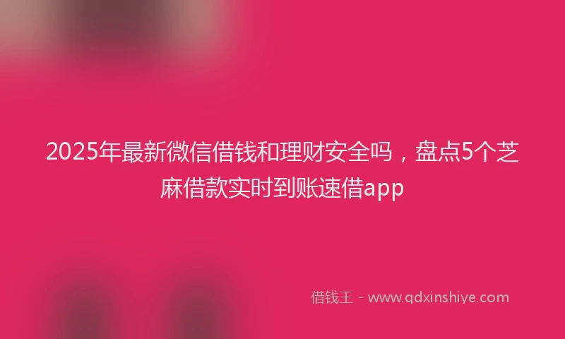 2025年最新微信借钱和理财安全吗，盘点5个芝麻借款实时到账速借app