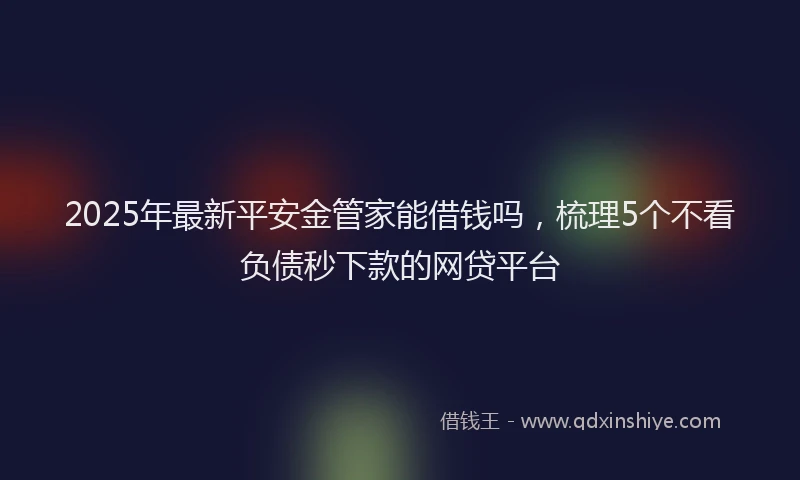 2025年最新平安金管家能借钱吗，梳理5个不看负债秒下款的网贷平台
