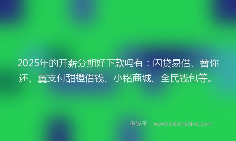 2025年的开薪分期好下款吗有：闪贷易借、替你还、翼支付甜橙借钱、小铭商城、全民钱包等。