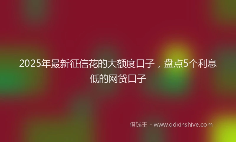 2025年最新征信花的大额度口子，盘点5个利息低的网贷口子