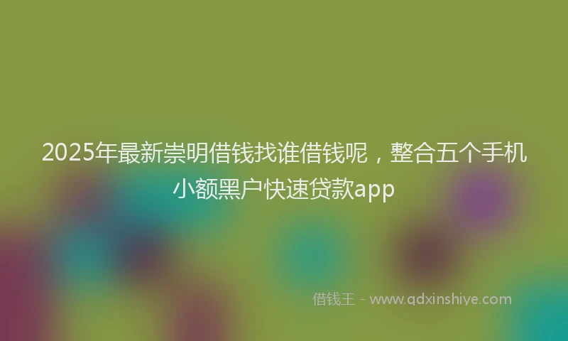 2025年最新崇明借钱找谁借钱呢，整合五个手机小额黑户快速贷款app
