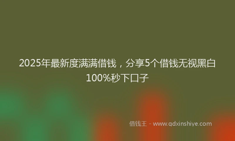 2025年最新度满满借钱，分享5个借钱无视黑白100%秒下口子