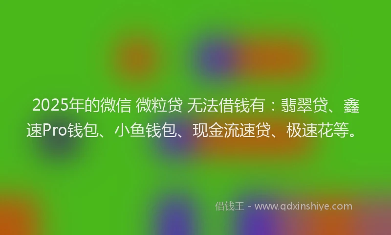 2025年的微信 微粒贷 无法借钱有：翡翠贷、鑫速Pro钱包、小鱼钱包、现金流速贷、极速花等。