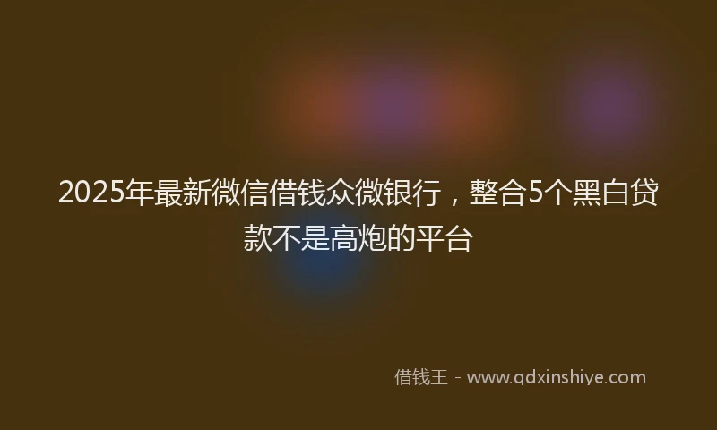 2025年最新微信借钱众微银行，整合5个黑白贷款不是高炮的平台