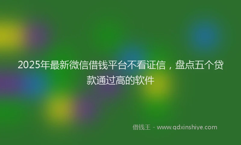 2025年最新微信借钱平台不看证信，盘点五个贷款通过高的软件
