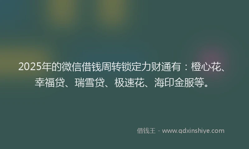 2025年的微信借钱周转锁定力财通有：橙心花、幸福贷、瑞雪贷、极速花、海印金服等。