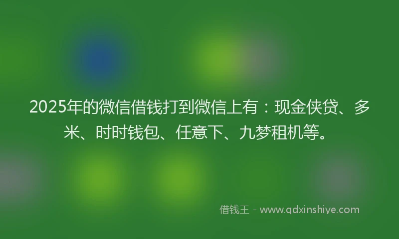 2025年的微信借钱打到微信上有：现金侠贷、多米、时时钱包、任意下、九梦租机等。