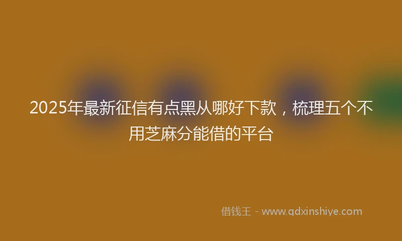 2025年最新征信有点黑从哪好下款，梳理五个不用芝麻分能借的平台