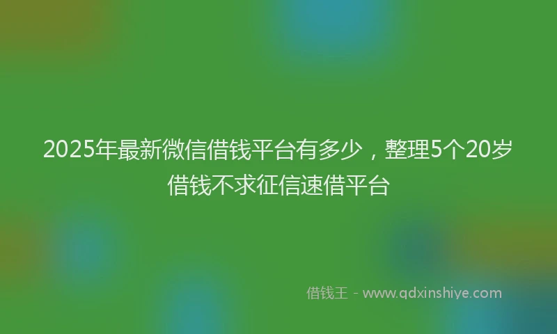 2025年最新微信借钱平台有多少，整理5个20岁借钱不求征信速借平台