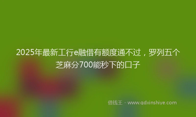 2025年最新工行e融借有额度通不过，罗列五个芝麻分700能秒下的口子