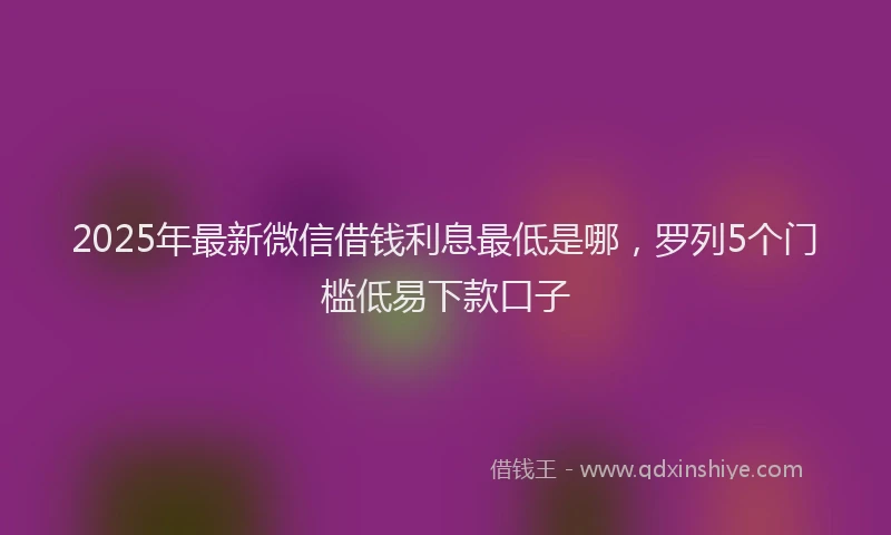 2025年最新微信借钱利息最低是哪，罗列5个门槛低易下款口子