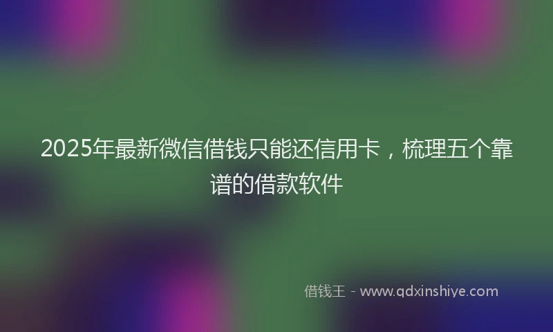 2025年最新微信借钱只能还信用卡，梳理五个靠谱的借款软件