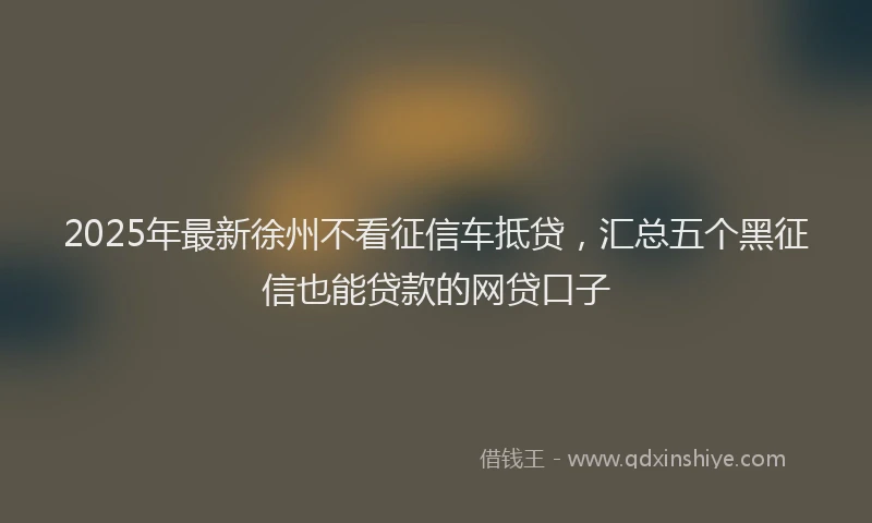 2025年最新徐州不看征信车抵贷，汇总五个黑征信也能贷款的网贷口子