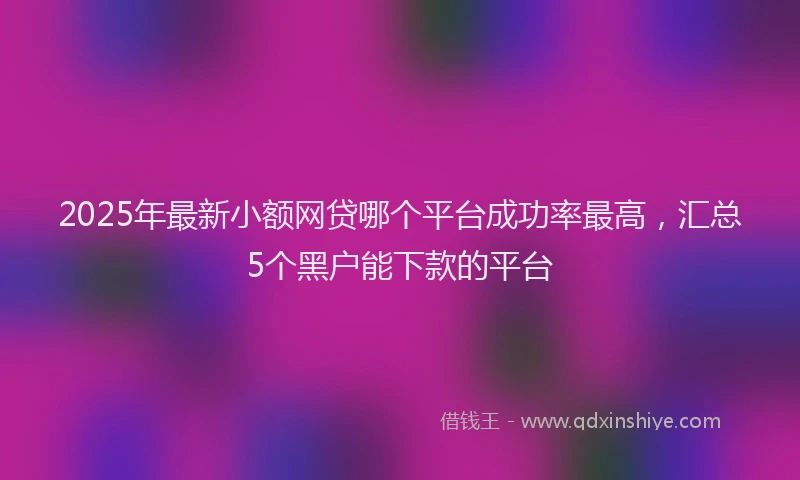 2025年最新小额网贷哪个平台成功率最高，汇总5个黑户能下款的平台