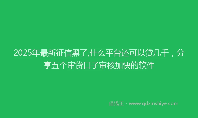 2025年最新征信黑了,什么平台还可以贷几千，分享五个审贷口子审核加快的软件